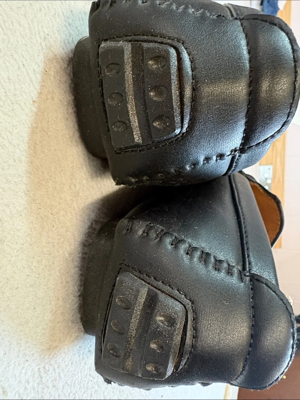 Men's Black Leather Slip-On Loafers with Metal Bit